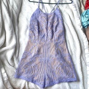 lilac laced romper